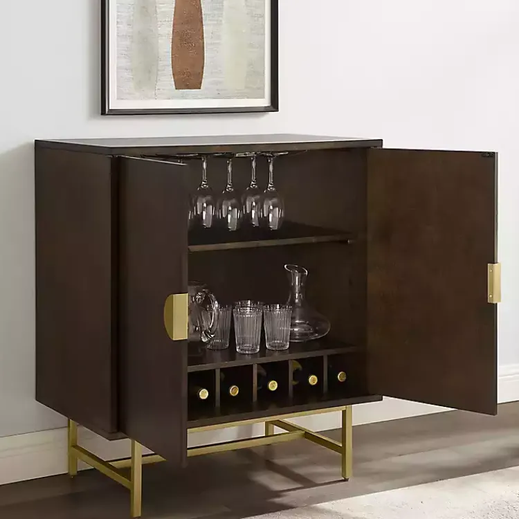 Kirklands Home Brielle Golden Circle Wine Cabinet Brown Outlet