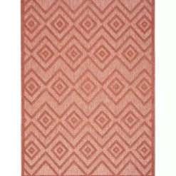Kirklands Home Bright Coral Diamond Outdoor Area Rug, 6x9 Orange New