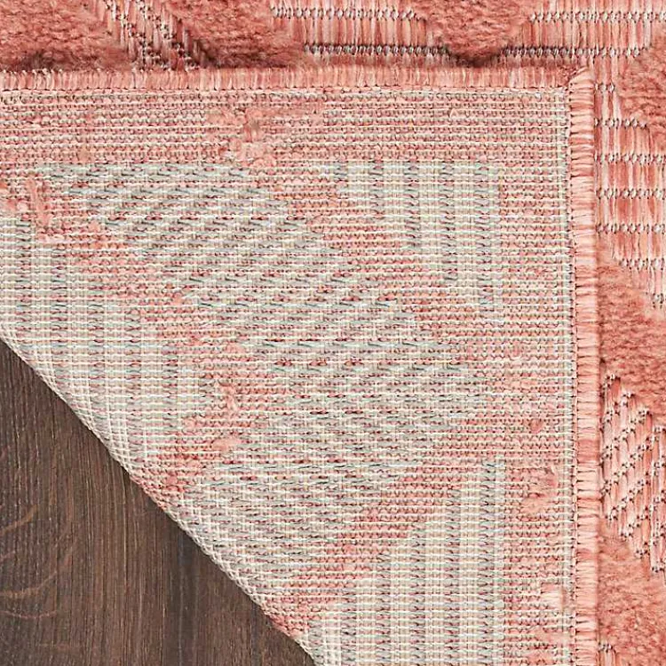 Kirklands Home Bright Coral Diamond Outdoor Area Rug, 6x9 Orange New