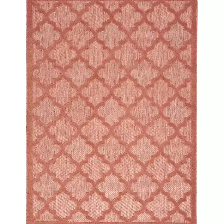 Kirklands Home Bright Coral Trellis Outdoor Area Rug, 4x6 Discount