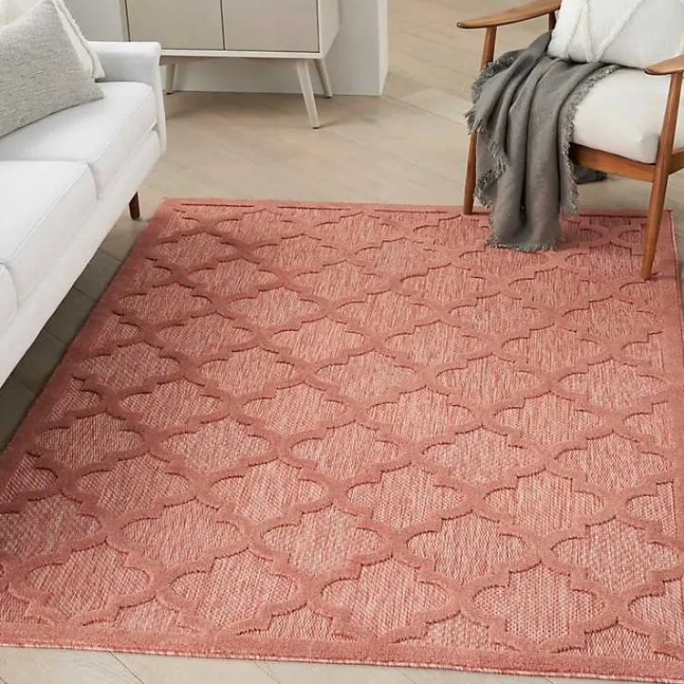 Kirklands Home Bright Coral Trellis Outdoor Area Rug, 4x6 Discount