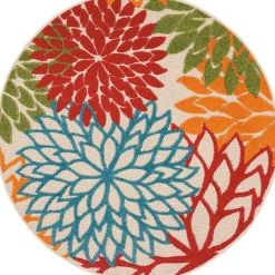Kirklands Home Bright Leaves Round Outdoor Area Rug, 5x5 Discount