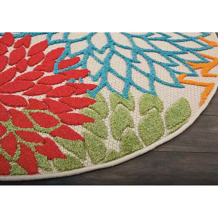 Kirklands Home Bright Leaves Round Outdoor Area Rug, 5x5 Discount