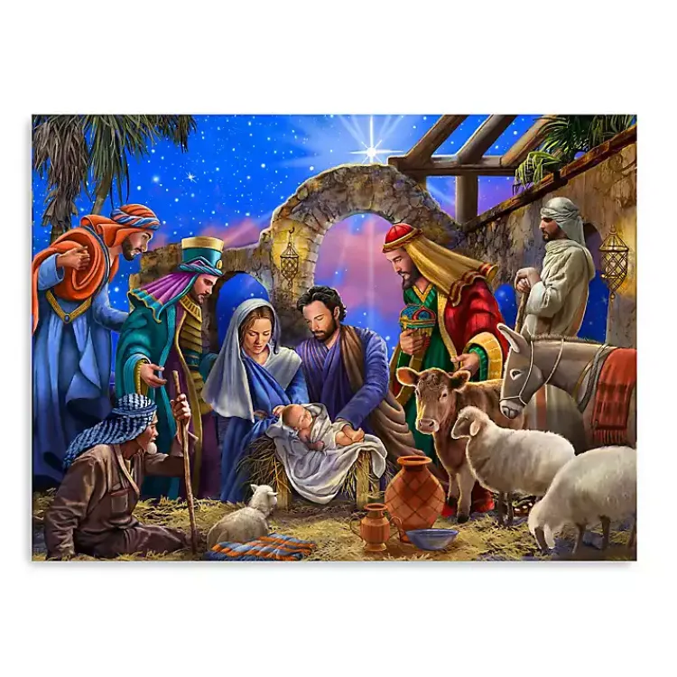 Christmas Art & Wall Decor>Kirklands Home Bright Nativity Scene Canvas Art Print, 18x24