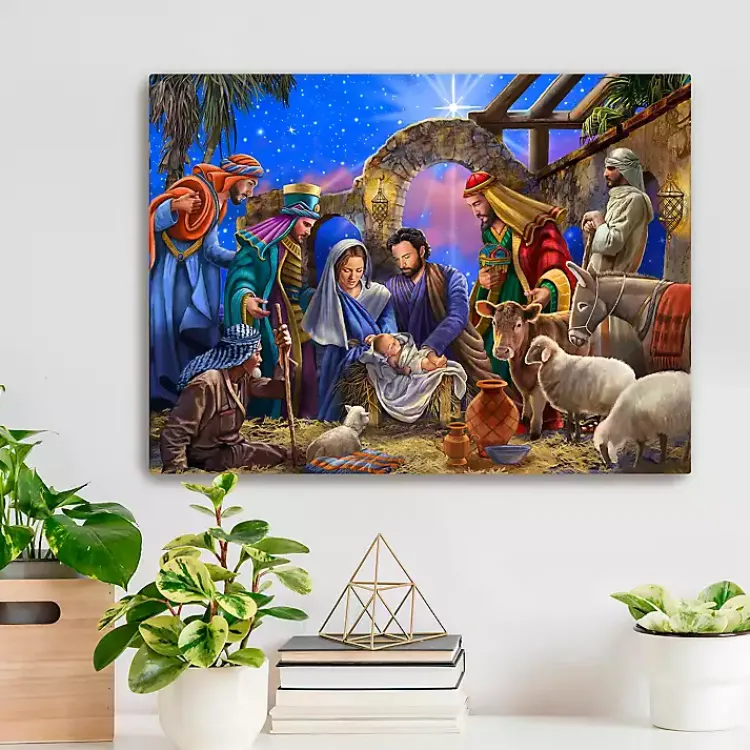 Christmas Art & Wall Decor>Kirklands Home Bright Nativity Scene Canvas Art Print, 18x24