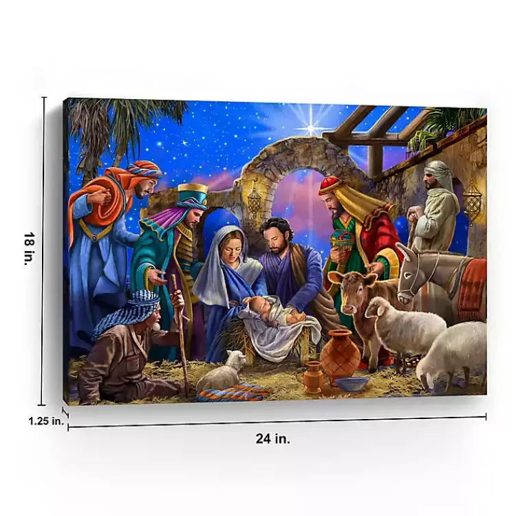 Christmas Art & Wall Decor>Kirklands Home Bright Nativity Scene Canvas Art Print, 18x24