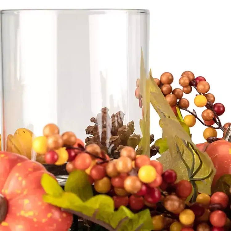 Arrangements & Greenery>Kirklands Home Bright Pumpkin and Leaves Candle Centerpiece