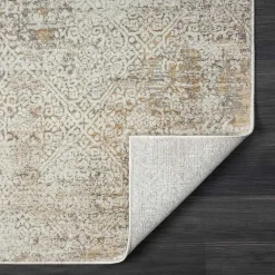 Kirklands Home Brisbane Beige Faded Damask Area Rug, 8x10 New