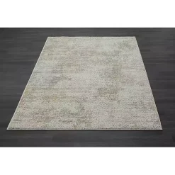 Kirklands Home Brisbane Beige Faded Damask Area Rug, 8x10 New