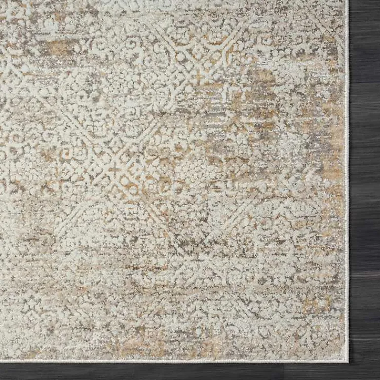 Kirklands Home Brisbane Beige Faded Damask Area Rug, 8x10 New