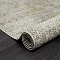 Kirklands Home Brisbane Beige Faded Damask Area Rug, 8x10 New