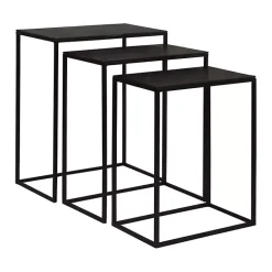 Kirklands Home Bronze & Metal Nesting Side Tables, Set of 3 Black New