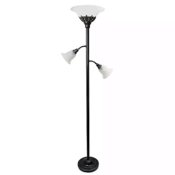 Kirklands Home Bronze and White 3-Scallop Glass Floor Lamp Brown Hot