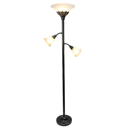 Kirklands Home Bronze and White 3-Scallop Glass Floor Lamp Brown Hot