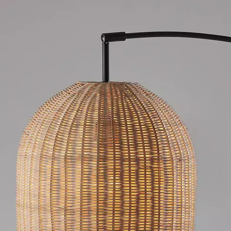 Kirklands Home Bronze and Woven Rat Arc Floor Lamp Tan Online