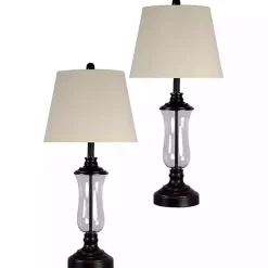 Kirklands Home Bronze Glass Table Lamps, Set of 2 White