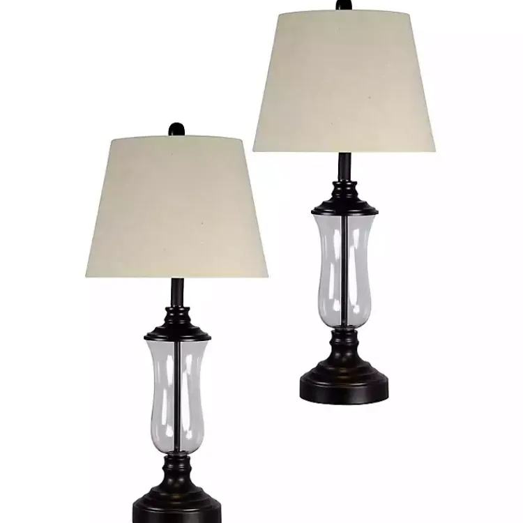 Kirklands Home Bronze Glass Table Lamps, Set of 2 White