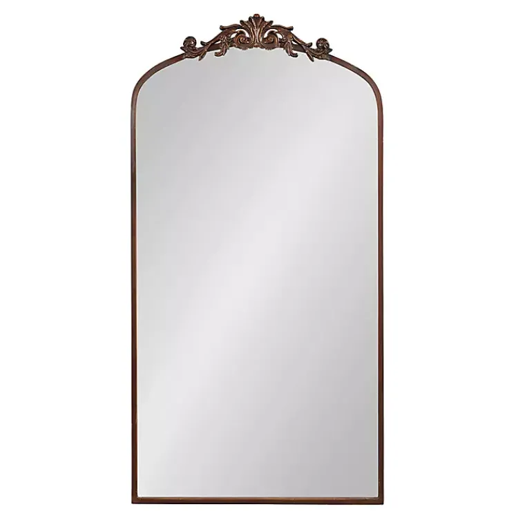Kirklands Home Bronze Metal Arch Ornate Crown Wall Mirror Brown Outlet
