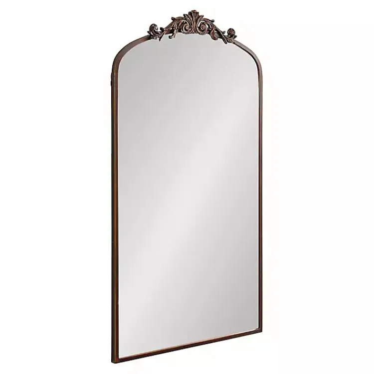 Kirklands Home Bronze Metal Arch Ornate Crown Wall Mirror Brown Outlet