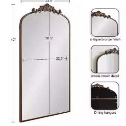 Kirklands Home Bronze Metal Arch Ornate Crown Wall Mirror Brown Outlet