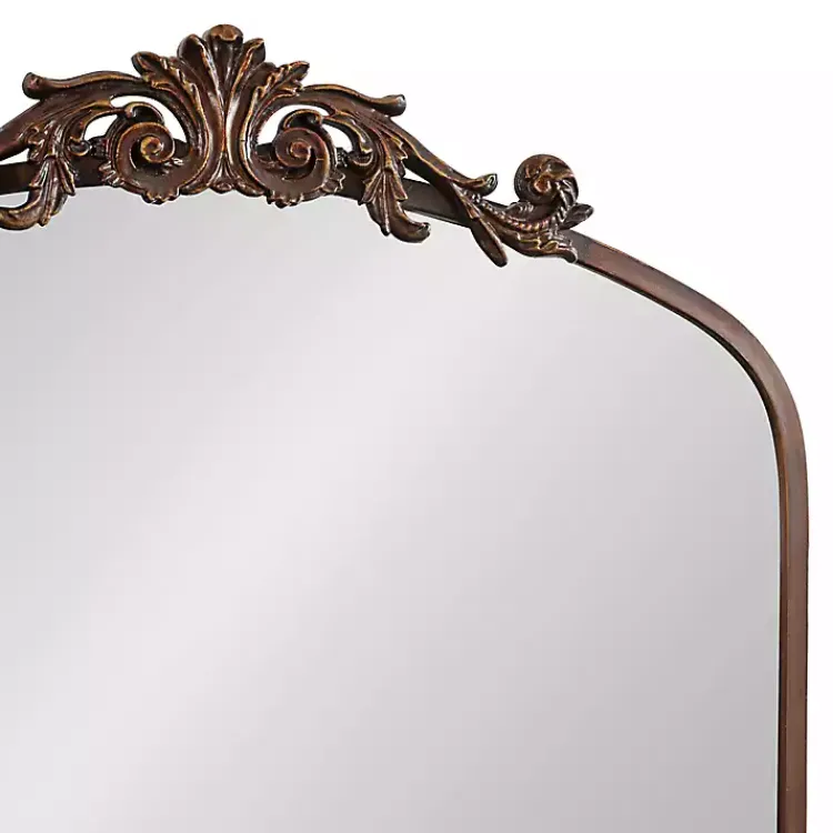 Kirklands Home Bronze Metal Arch Ornate Crown Wall Mirror Brown Outlet