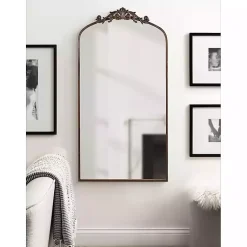 Kirklands Home Bronze Metal Arch Ornate Crown Wall Mirror Brown Outlet