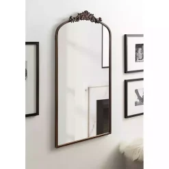 Kirklands Home Bronze Metal Arch Ornate Crown Wall Mirror Brown Outlet