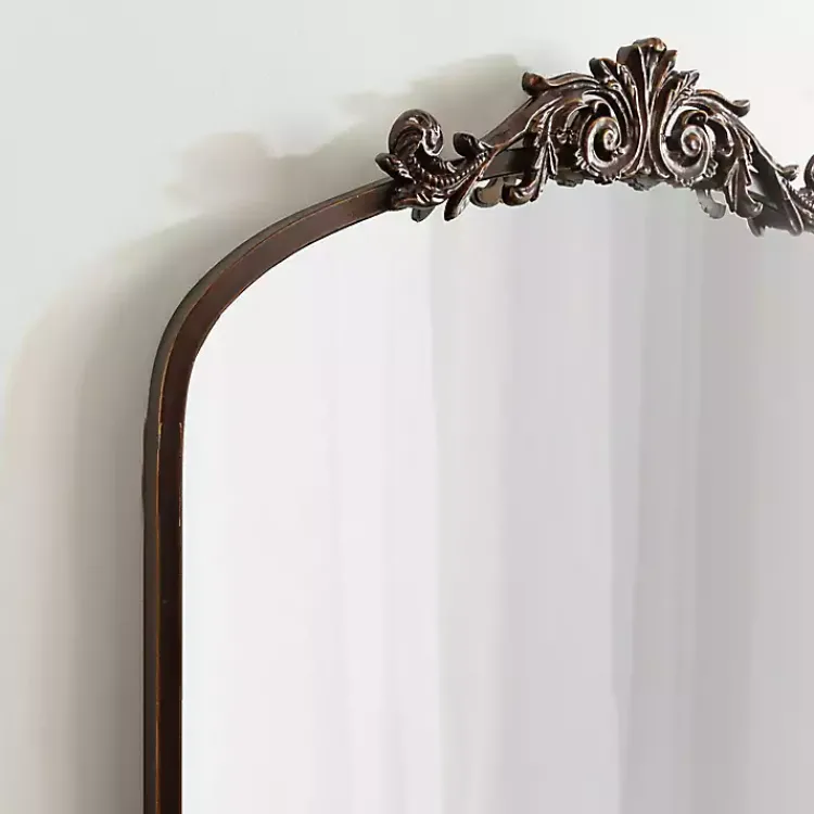 Kirklands Home Bronze Metal Arch Ornate Crown Wall Mirror Brown Outlet