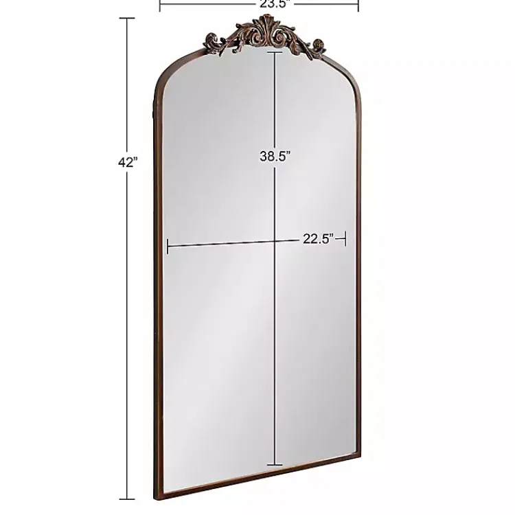 Kirklands Home Bronze Metal Arch Ornate Crown Wall Mirror Brown Outlet