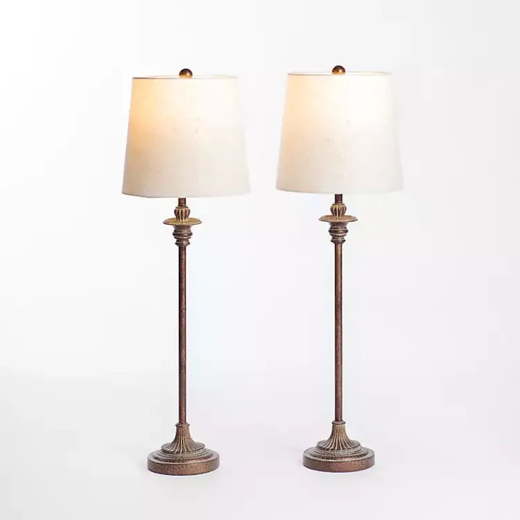 Kirklands Home Bronze Metal Candlestick Buffet Lamps, Set of 2 White Best