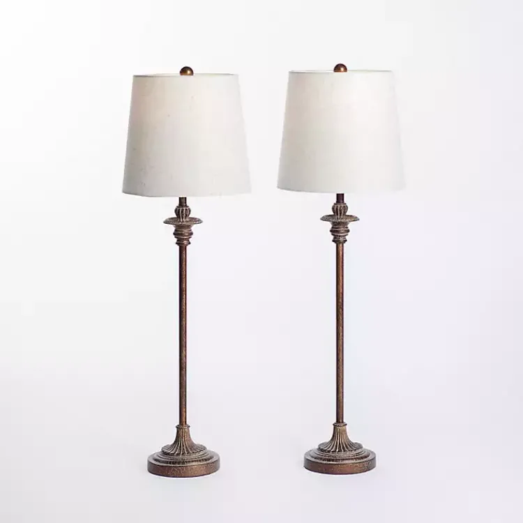 Kirklands Home Bronze Metal Candlestick Buffet Lamps, Set of 2 White Best