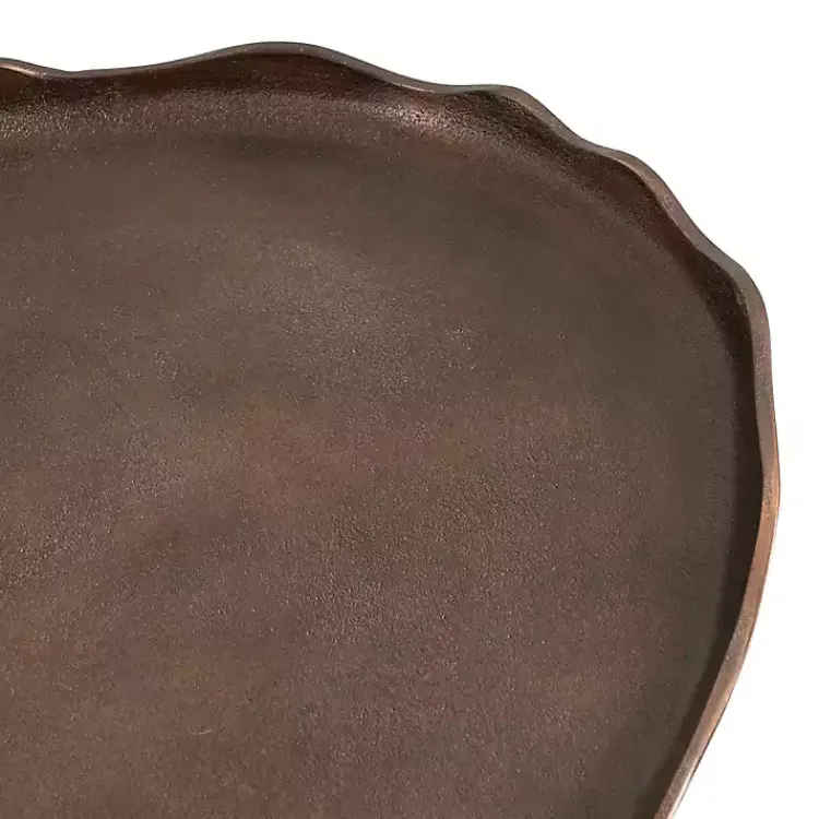 Kirklands Home Bronze Metal Deckled Edge Oval Coffee Table Brown Sale