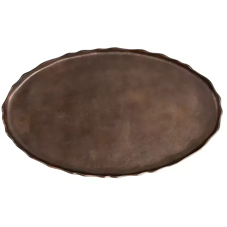 Kirklands Home Bronze Metal Deckled Edge Oval Coffee Table Brown Sale