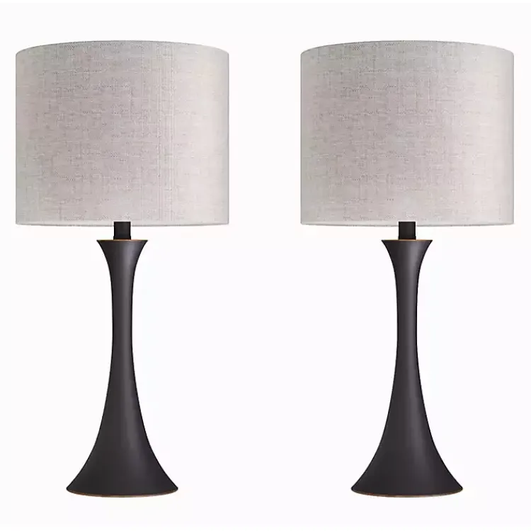 Kirklands Home Bronze Metal Hourglass Table Lamps, Set of 2 Brown Clearance