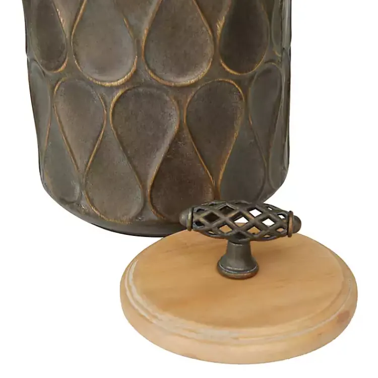 Decorative Bowls & Jars>Kirklands Home Bronze Metal Lattice Grid Jars, Set of 3 Brown