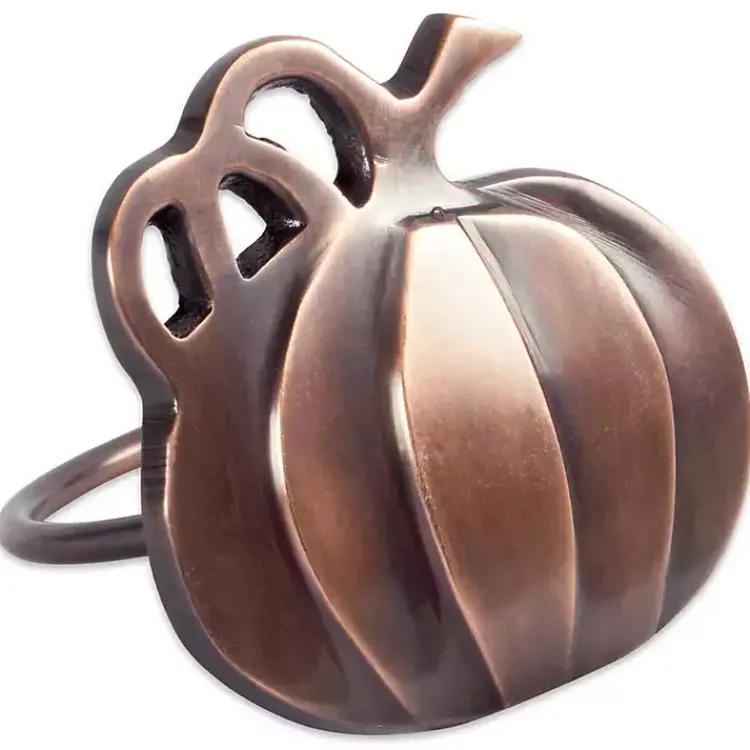 Fall>Kirklands Home Bronze Metal Pumpkin Napkin Rings, Set of 6 Brown