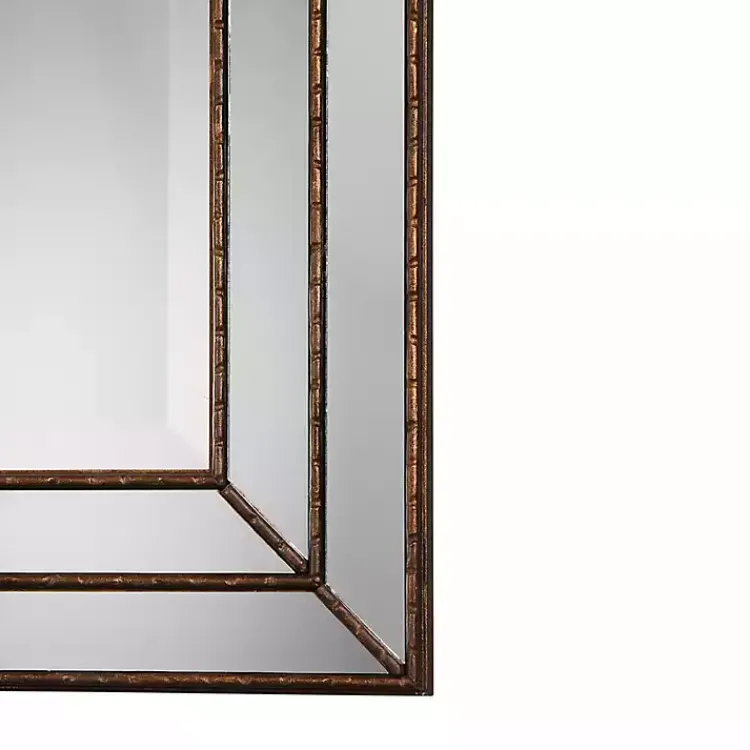 Kirklands Home Bronze Metallic Grooved Texture Wall Mirror Brown New