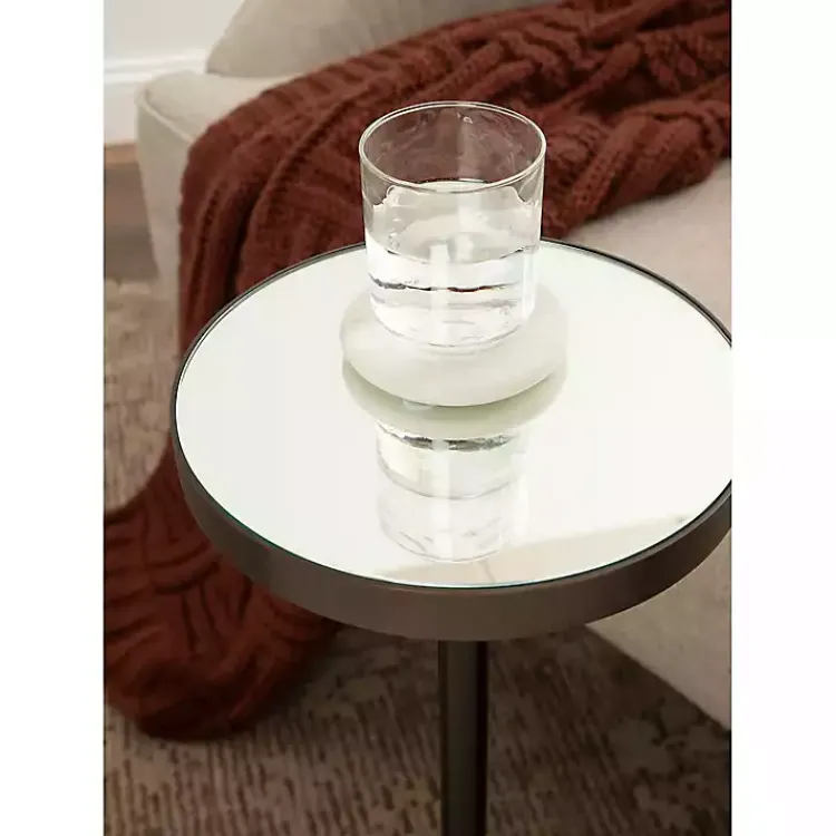 Kirklands Home Bronze Mirror Tabletop Round Cocktail Table Black Best