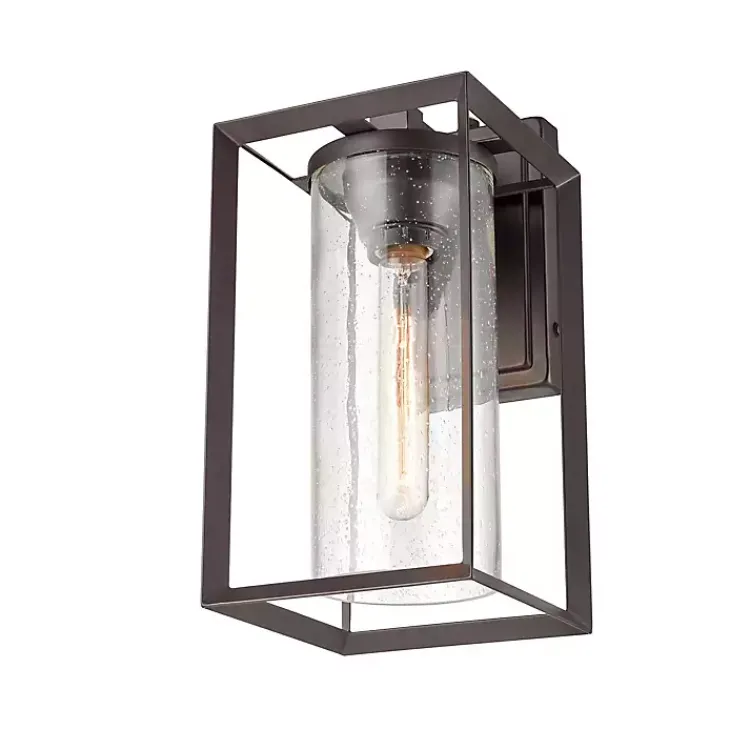 Kirklands Home Bronze Open Seeded Glass Outdoor Sconce Brown