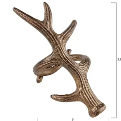 Kirklands Home Bronze Reindeer Antler Napkin Rings, Set of 4 Brown New