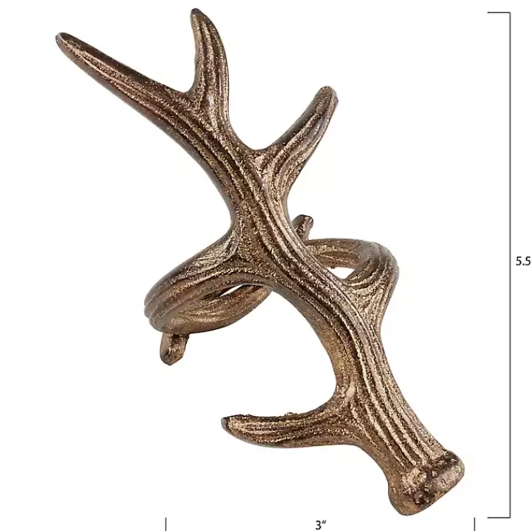 Kirklands Home Bronze Reindeer Antler Napkin Rings, Set of 4 Brown New