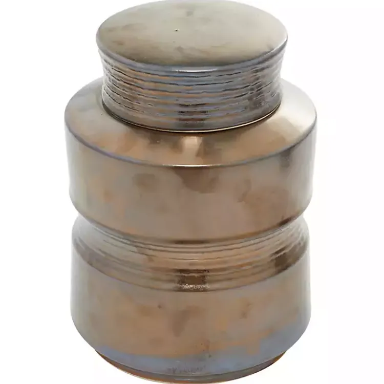 Decorative Bowls & Jars>Kirklands Home Bronze Ribbed Ceramic Jars, Set of 2 Brown