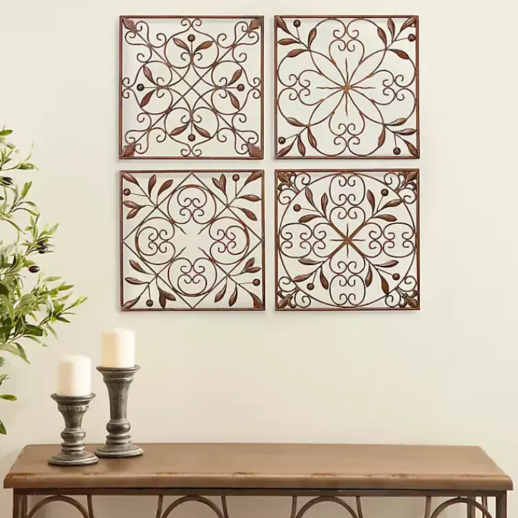 Kirklands Home Bronze Scrollwork 4-pc. Panel Wall Art Brown Outlet