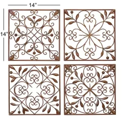 Kirklands Home Bronze Scrollwork 4-pc. Panel Wall Art Brown Outlet