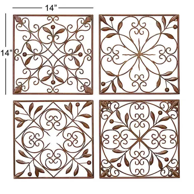 Kirklands Home Bronze Scrollwork 4-pc. Panel Wall Art Brown Outlet