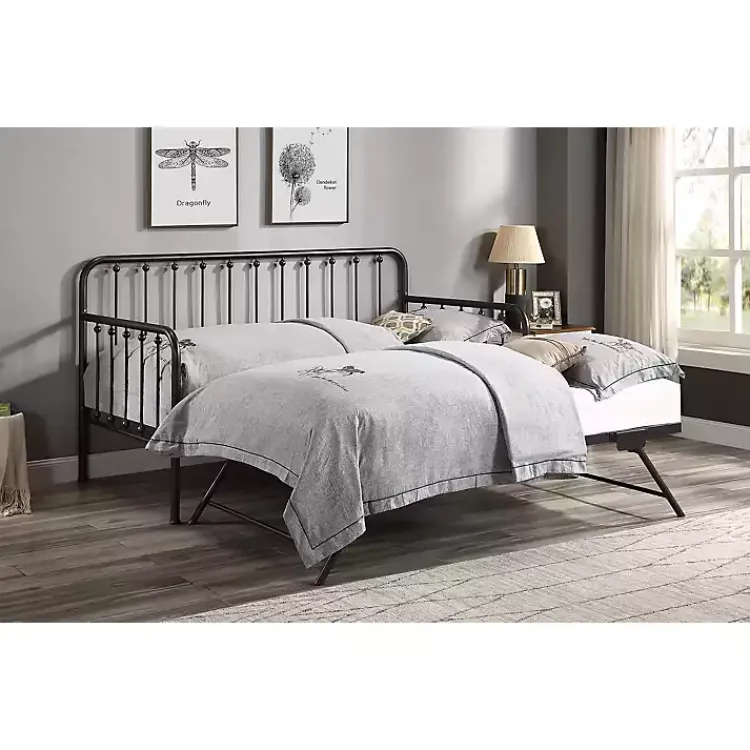 Kirklands Home Bronze Spindleback Metal Trundle Day Bed Brown Clearance