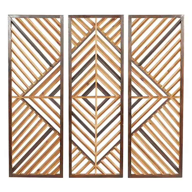 Kirklands Home Bronze Wood Geometric Wall Plaques, Set of 3 Tan Discount
