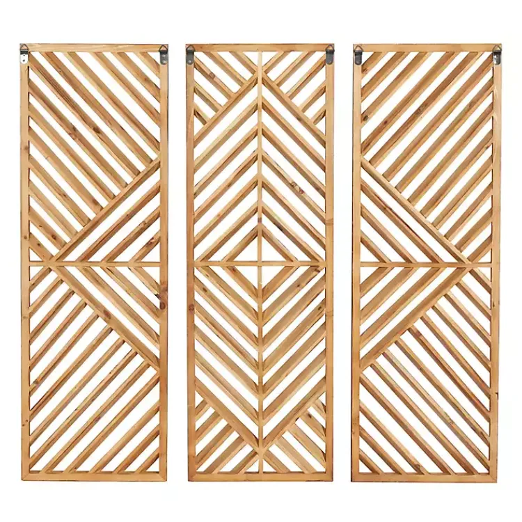 Kirklands Home Bronze Wood Geometric Wall Plaques, Set of 3 Tan Discount