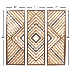 Kirklands Home Bronze Wood Geometric Wall Plaques, Set of 3 Tan Discount