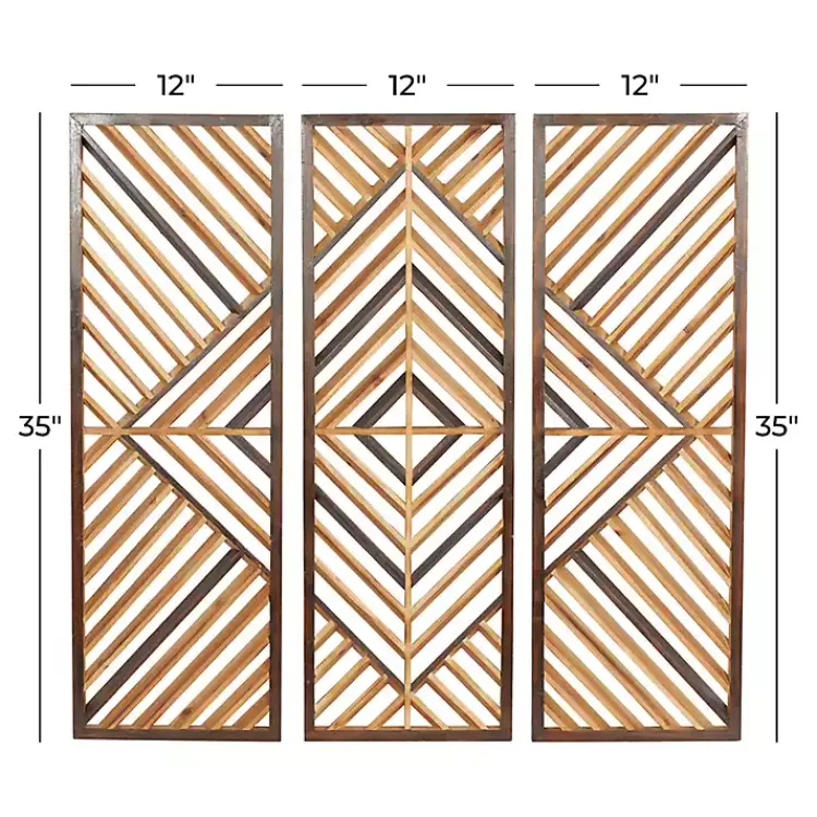Kirklands Home Bronze Wood Geometric Wall Plaques, Set of 3 Tan Discount